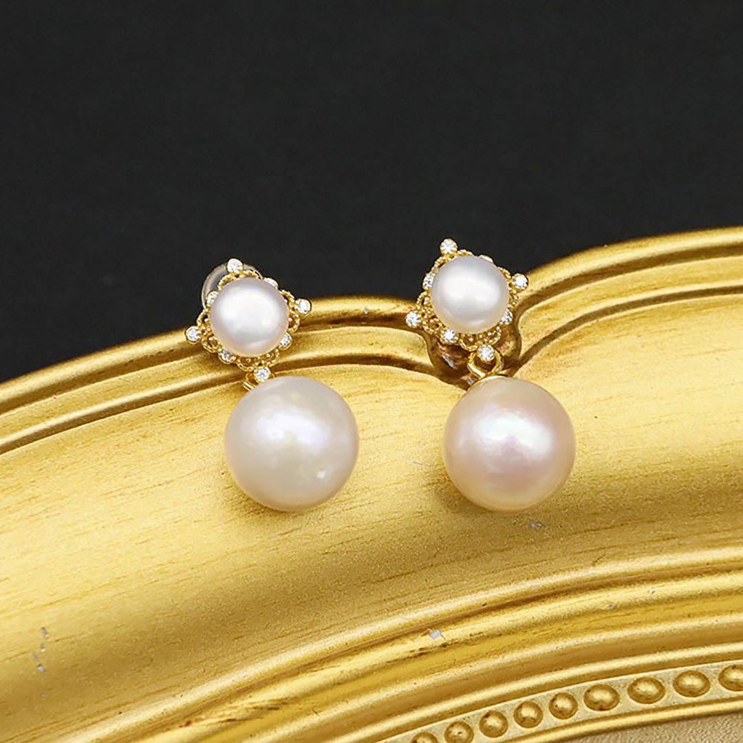 [金/METAL] Regal Elegance Pearl Drop Earrings · 鈿