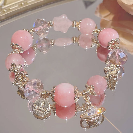 [火/FIRE] Peach Blossom Strawberry Crystal Bracelet · 洛櫻