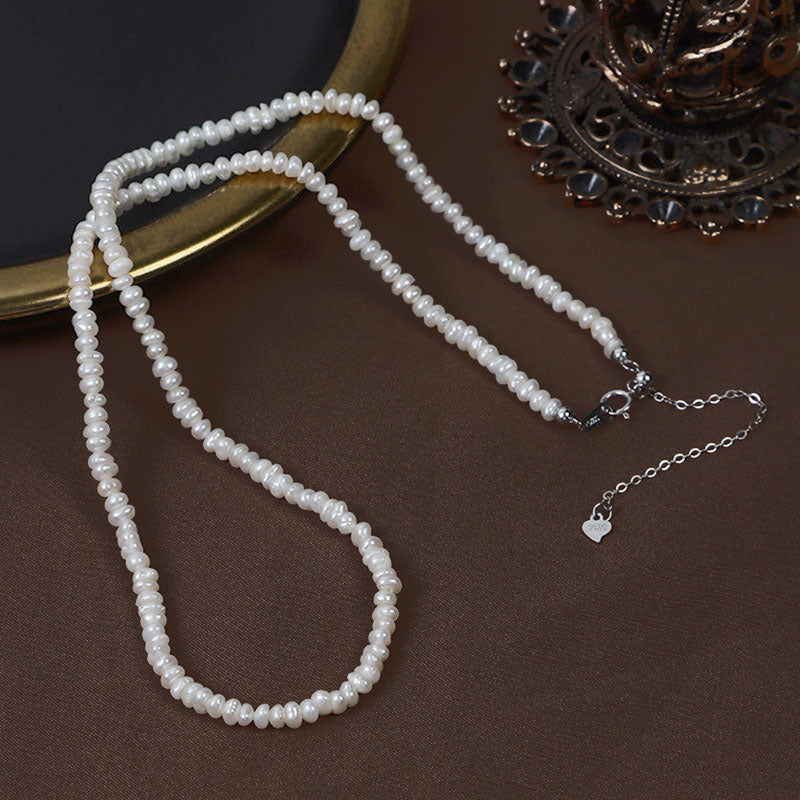 [金/METAL] Natural Freshwater Pearl Choker Necklace · 縞