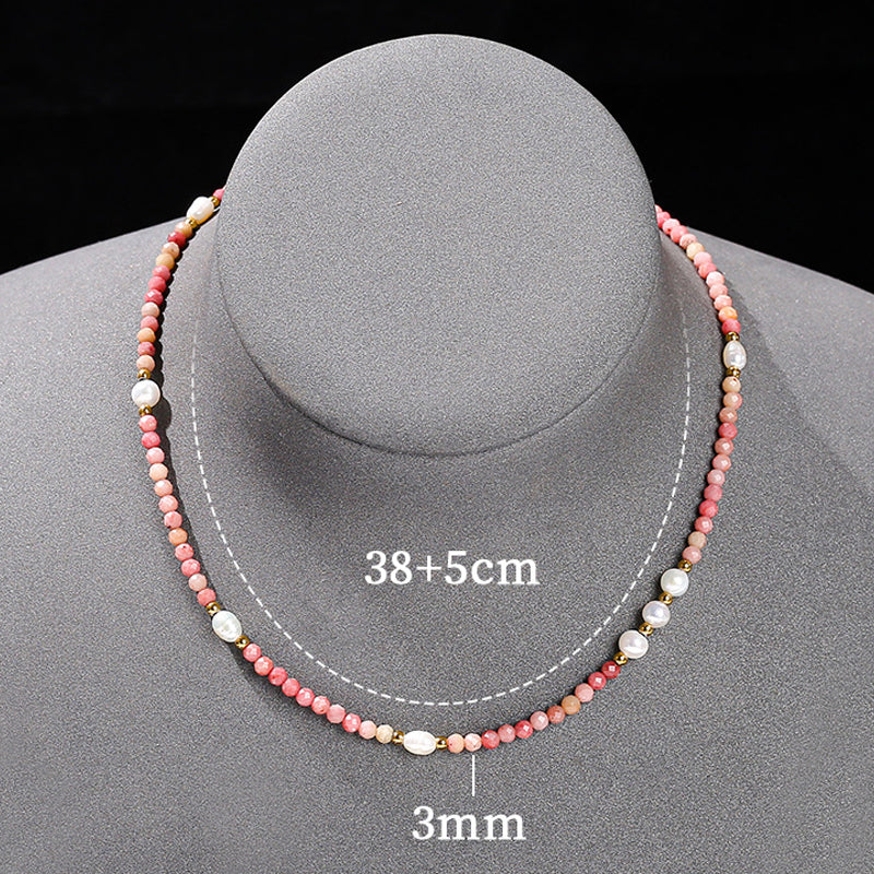 [火/FIRE] Rhodochrosite Baroque Pearl Necklace · 芍藥