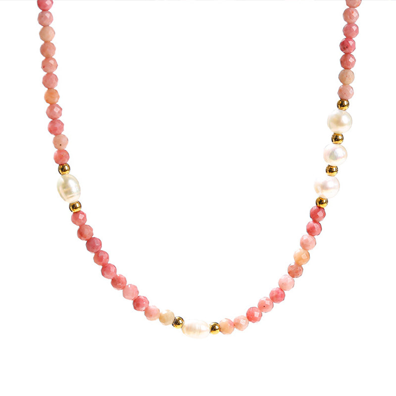 [火/FIRE] Rhodochrosite Baroque Pearl Necklace · 芍藥