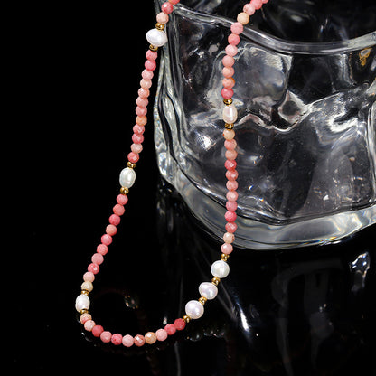 [火/FIRE] Rhodochrosite Baroque Pearl Necklace · 芍藥