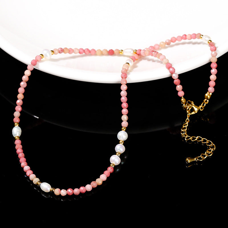 [火/FIRE] Rhodochrosite Baroque Pearl Necklace · 芍藥