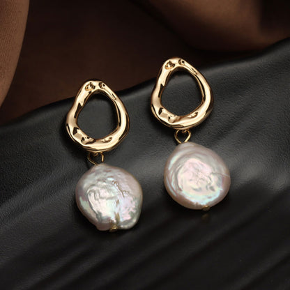 [金/METAL] Vintage Baroque Natural Freshwater Pearl Earrings · 玉生菸