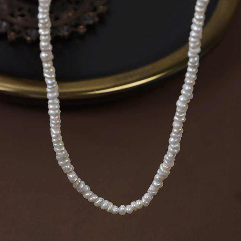 [金/METAL] Natural Freshwater Pearl Choker Necklace · 縞