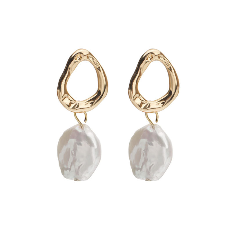 [金/METAL] Vintage Baroque Natural Freshwater Pearl Earrings · 玉生菸