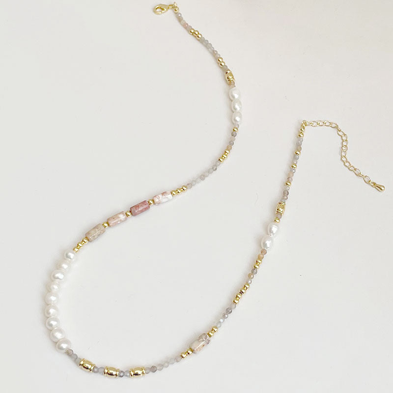 [金/METAL] Serenade Pearl and Stone Necklace · 流沙