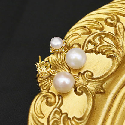 [金/METAL] Regal Elegance Pearl Drop Earrings · 鈿