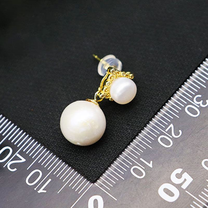 [金/METAL] Regal Elegance Pearl Drop Earrings · 鈿