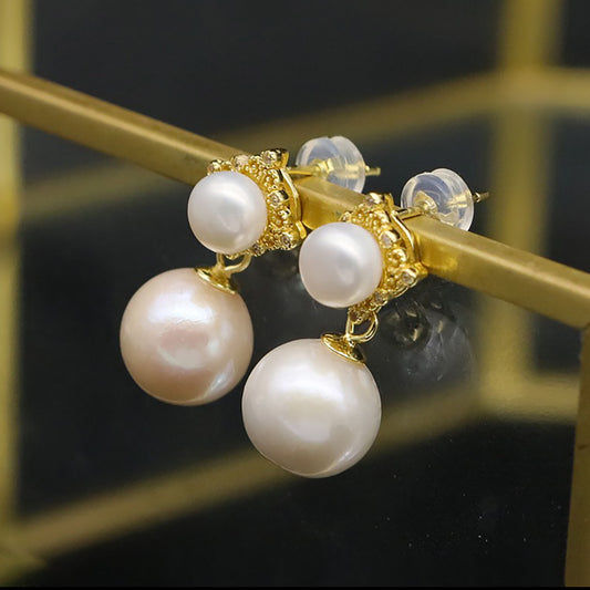 [金/METAL] Regal Elegance Pearl Drop Earrings · 鈿