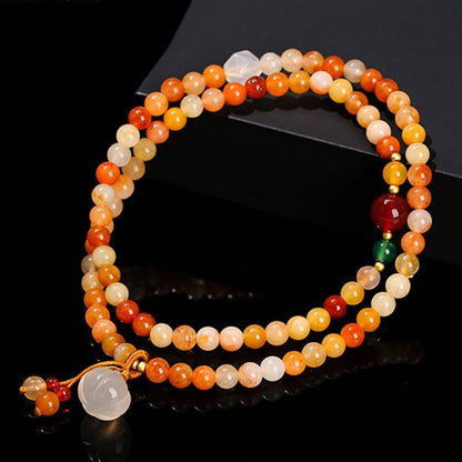 [土/EARTH] Five-Color Jade Bracelet with Pumpkin Pendant · 琥珀