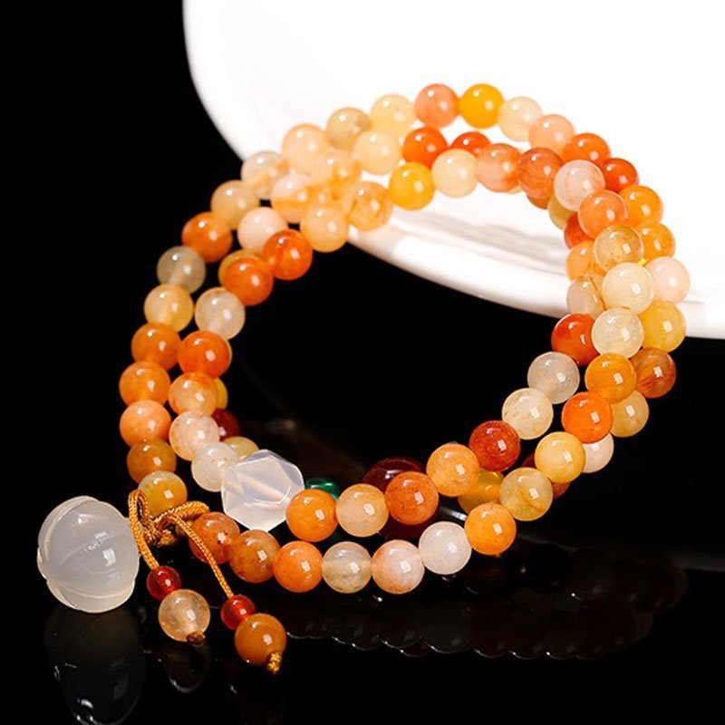 [土/EARTH] Five-Color Jade Bracelet with Pumpkin Pendant · 琥珀