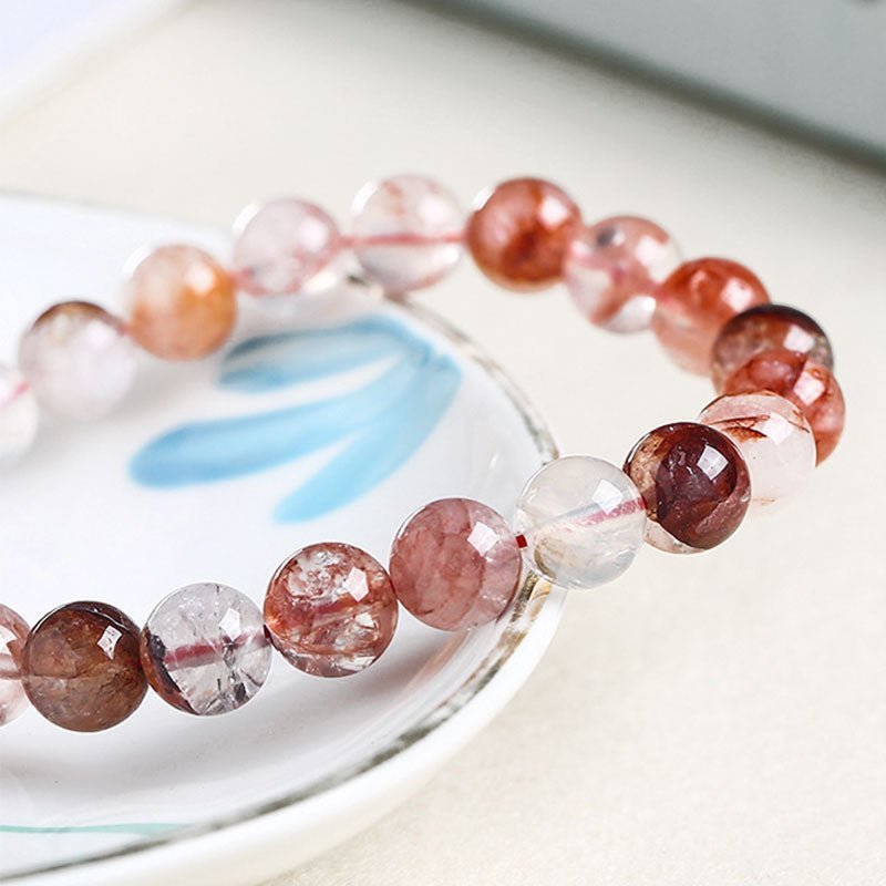 [土/EARTH] Natural Red Hematoid Gemstone Bracelet · 榴花