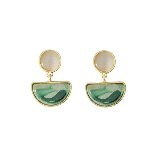 [木/WOOD] Emerald Horizon Statement Earrings · 綠野仙踪