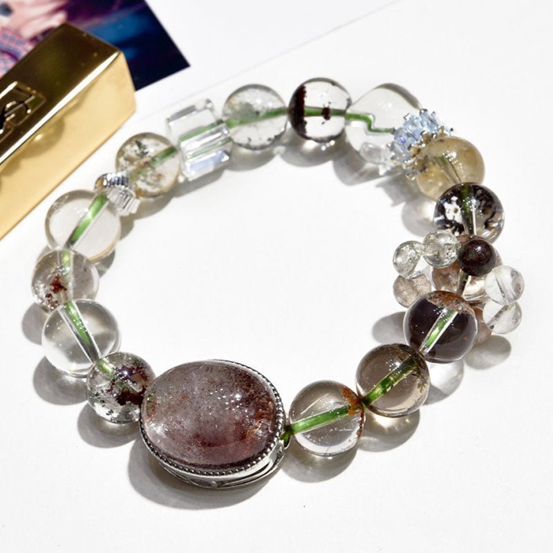 [木/WOOD] Green Phantom Quartz Bracelet · 燼