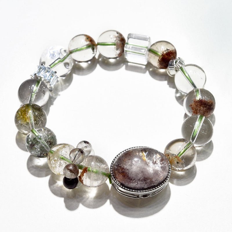 [木/WOOD] Green Phantom Quartz Bracelet · 燼