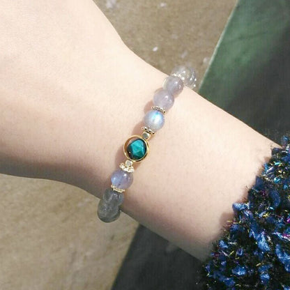 [木/WOOD] Rainbow Moonstone Bracelet · 鬆綠