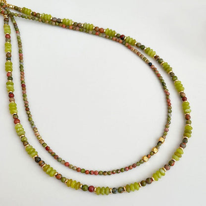 [木/WOOD] Spring Meadow Multi-Stone Necklace · 青芽