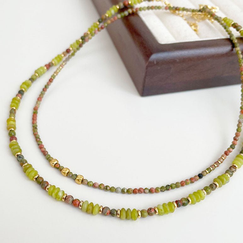 [木/WOOD] Spring Meadow Multi-Stone Necklace · 青芽