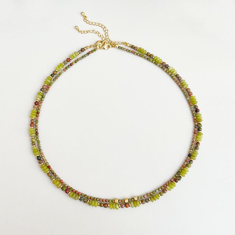 [木/WOOD] Spring Meadow Multi-Stone Necklace · 青芽