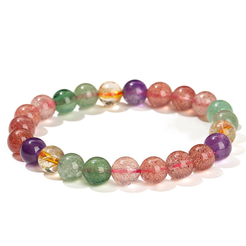 [木/WOOD] Tourmaline Strawberry Quartz Multi-gemstone Bracelet · 百納