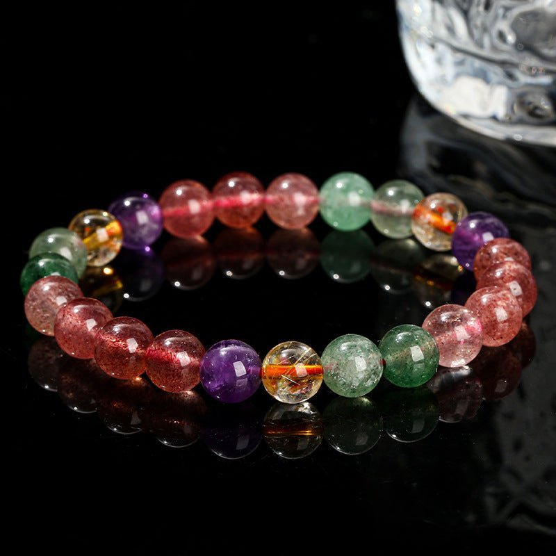 [木/WOOD] Tourmaline Strawberry Quartz Multi-gemstone Bracelet · 百納